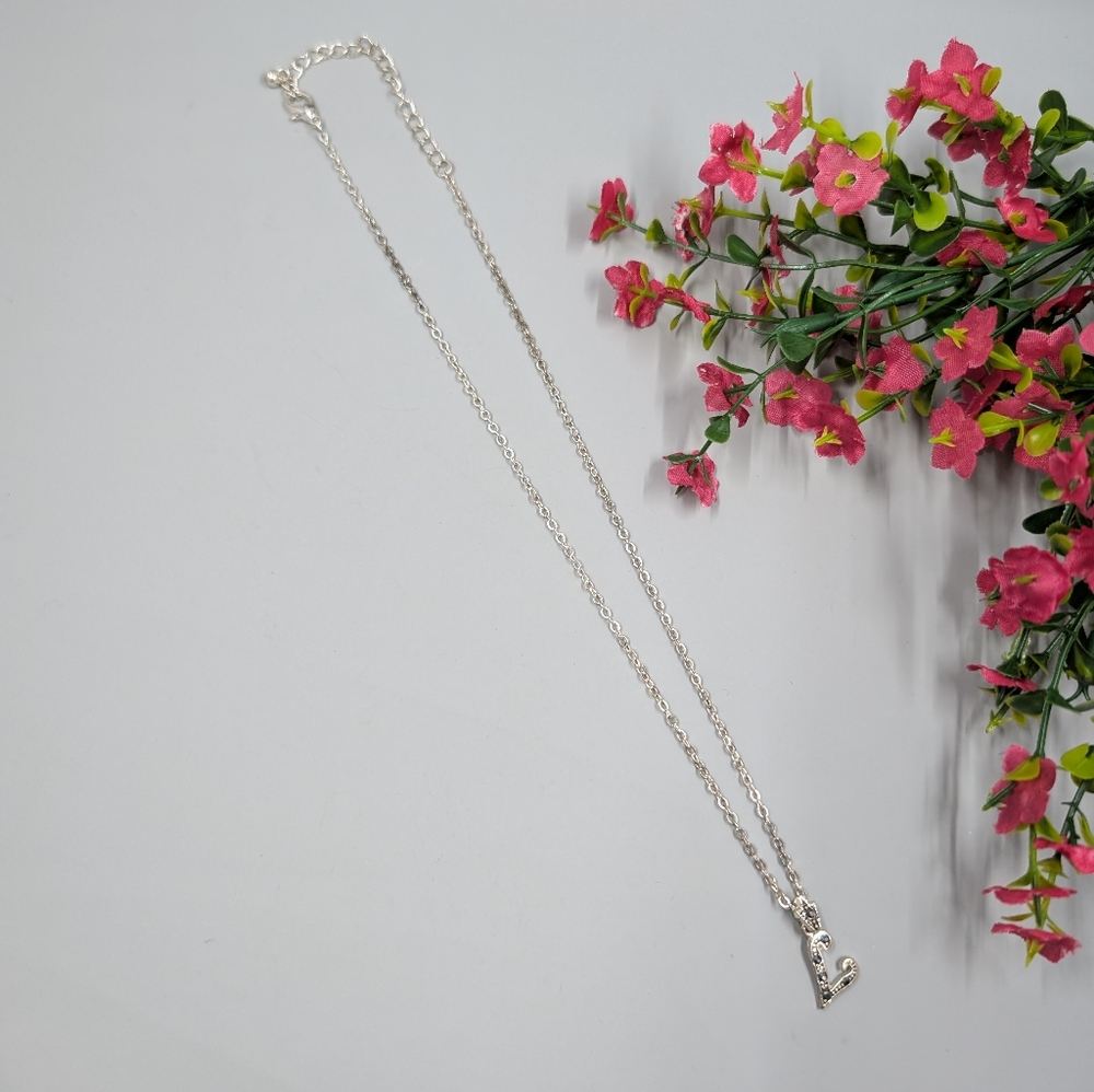 L Intial Vintage Minimalist Necklace With Genuine Crystal Accents
